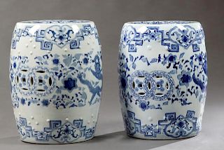 Pair of Chinese Porcelain Garden Seats, 20th c., w