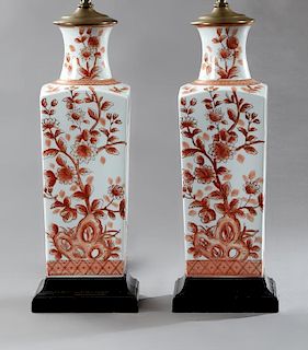 Pair of Chinese Square Porcelain Vases, early 20th