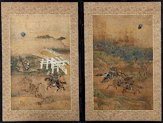 Japanese School, "Samurai Battle Scenes," late 19t