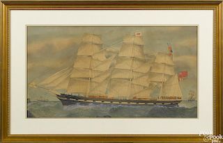English watercolor and gouache ship portrait of the Caitloch, late 19th c., 15 1/2'' x 28 1/2''.