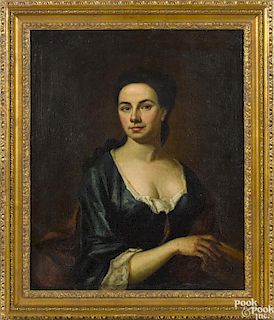 English school, ca. 1800, oil on canvas portrait of a woman, 30'' x 25''.