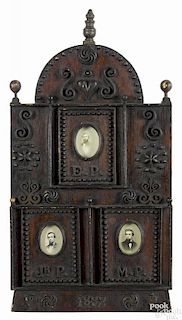 Pennsylvania carved oak picture frame, dated 1892, carved from solid