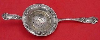 American Beauty by Shiebler Sterling Silver Tea Strainer Large Roses on Bowl 8"