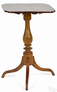 Pennsylvania tiger maple candlestand, early 19th c., 26 3/4'' h., 22'' w., 17 3/4'' d.