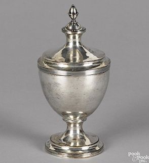 Philadelphia coin silver covered sugar, ca. 1790, bearing the touch of Joseph Richardson