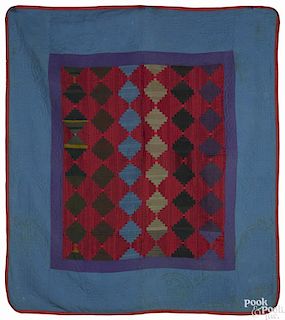 Lancaster County, Pennsylvania Amish log cabin wool quilt, late 19th c.