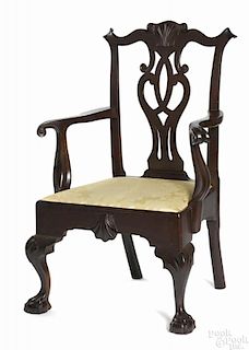 Frank Auspitz, York, Pennsylvania Chippendale style walnut armchair.