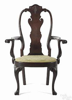 Frank Auspitz, York, Pennsylvania Queen Anne style walnut armchair.
