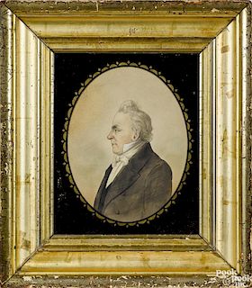 American watercolor portrait of President James Buchanan, inscribed verso