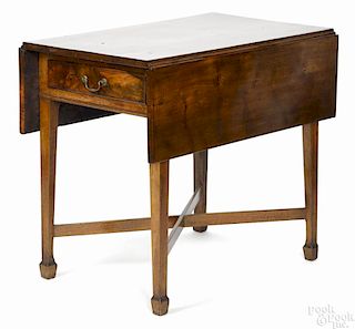 Chippendale walnut Pembroke table, ca. 1790, with a single drawer and spade feet, 28'' h.