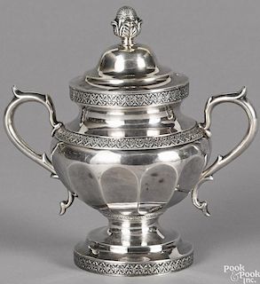 New York coin silver covered sugar, ca. 1840, bearing the touch of Ball, Tompkins & Black