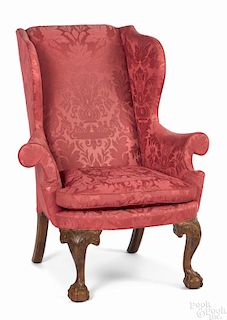 Frank Auspitz, York, Pennsylvania Chippendale style carved mahogany easy chair.