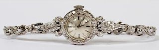 OMEGA 14 KT WHITE GOLD AND DIAMOND WATCH