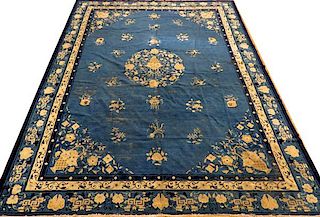 ANTIQUE CHINESE HAND WOVEN WOOL RUG