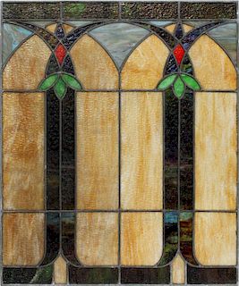 LEADED STAINED GLASS PANEL CIRCA 1930'S