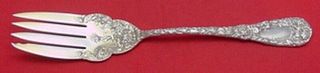 Chrysanthemum by Durgin Sterling Silver Cold Meat Fork Gold Washed 9 1/4"