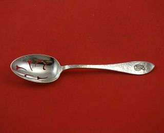 Antique Hammered by Shreve Sterling Silver Serving Spoon Pcd Applied Mono "G"