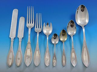Indian by Whiting Sterling Silver Flatware Set Service 66 Pieces Dinner Early