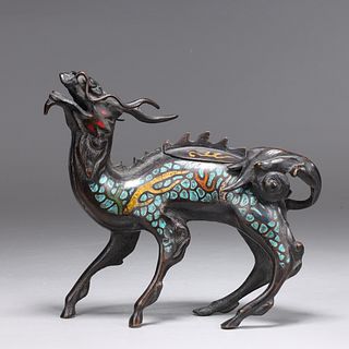 Antique Japanese Bronze Qilin Censor