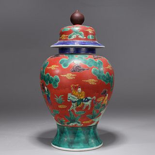 Antique Japanese Kutani Porcelain Covered Jar