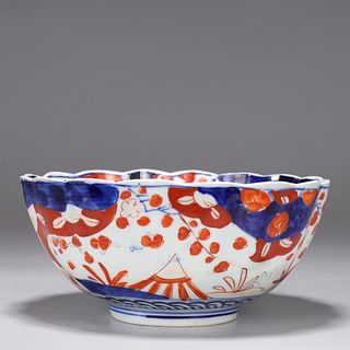 Antique Japanese Porcelain Imari Fluted Bowl