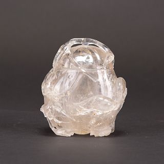 CHINESE CARVED ROCK CRYSTAL JAR AND COVER