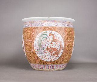 A FAMILLE ROSE 'DRAGON AND PHOENIX'  JAR, 19TH CENTURY