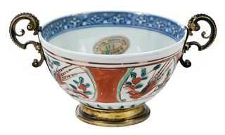A Rare Chinese Wucai Bowl with Silver Mounts