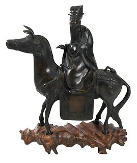 Chinese Bronze Horse and Rider Incense Burner