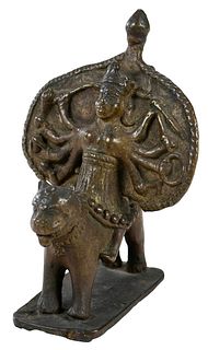 Bronze Figure of Durga Riding a Tiger