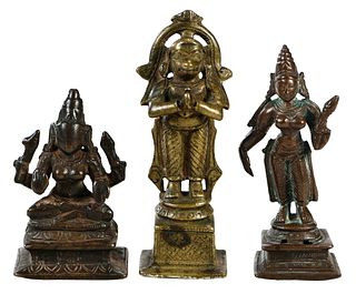 Three Miniature Asian Bronze Buddhas