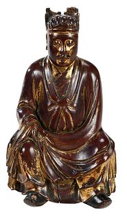 Chinese Wooden Lacquered and Gilt Male Figure