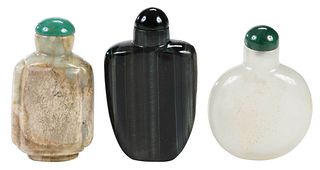 Three Chinese Stone Carved Snuff Bottles