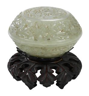 Chinese Jade or Hardstone Round Box