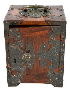 Chinese Hardwood Brass Bound Cabinet