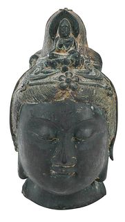 Early Chinese Bronze Buddha Head