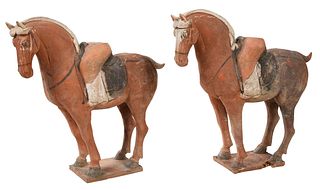 Two Chinese Pottery Horses with Riders