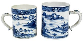 Two Chinese Underglaze Blue Canns