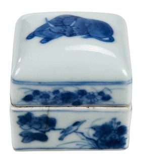 Fine Asian Blue and White Porcelain Paste Box