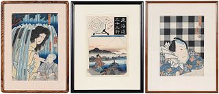 Three Framed Japanese Woodblock Prints