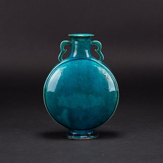 A CHINESE TURQUOISE GLAZE MOONFLASK