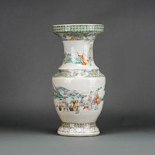 A CHINESE FAMILLE ROSE 'FIGURAL' BALUSTER VASE 