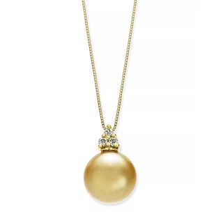 14K PEARL & DIAMOND ACCENT NECKLACE 
