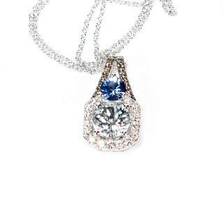LE VIAN, DIAMOND AND GEMSTONE PENDANT WITH NECKLACE 14K