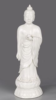 Vintage Chinese Blanc de Chine Ceramic Buddha