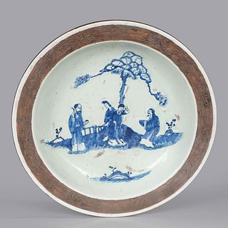 19th c Antique Chinese Blue & White Porcelain Dish