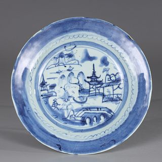 Antique Chinese Blue & White Porcelain Bowl