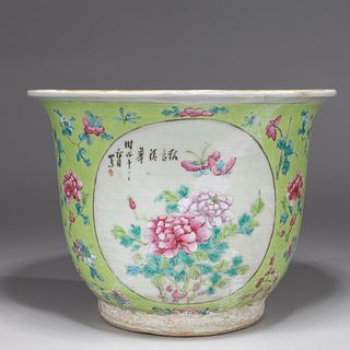 Antique Chinese Enameled Porcelain Planter