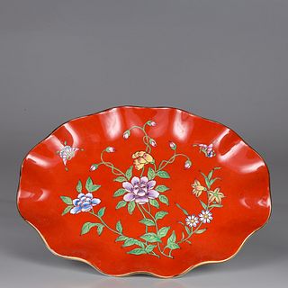 Vintage Chinese Scalloped Rim Porcelain Plate
