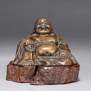 Chinese Bronze Seated Budai